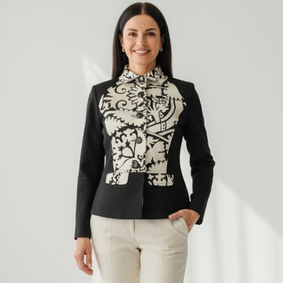 Onque Casuals Floral Print Tailored Cotton Blazer 2 - Picture 1 of 7